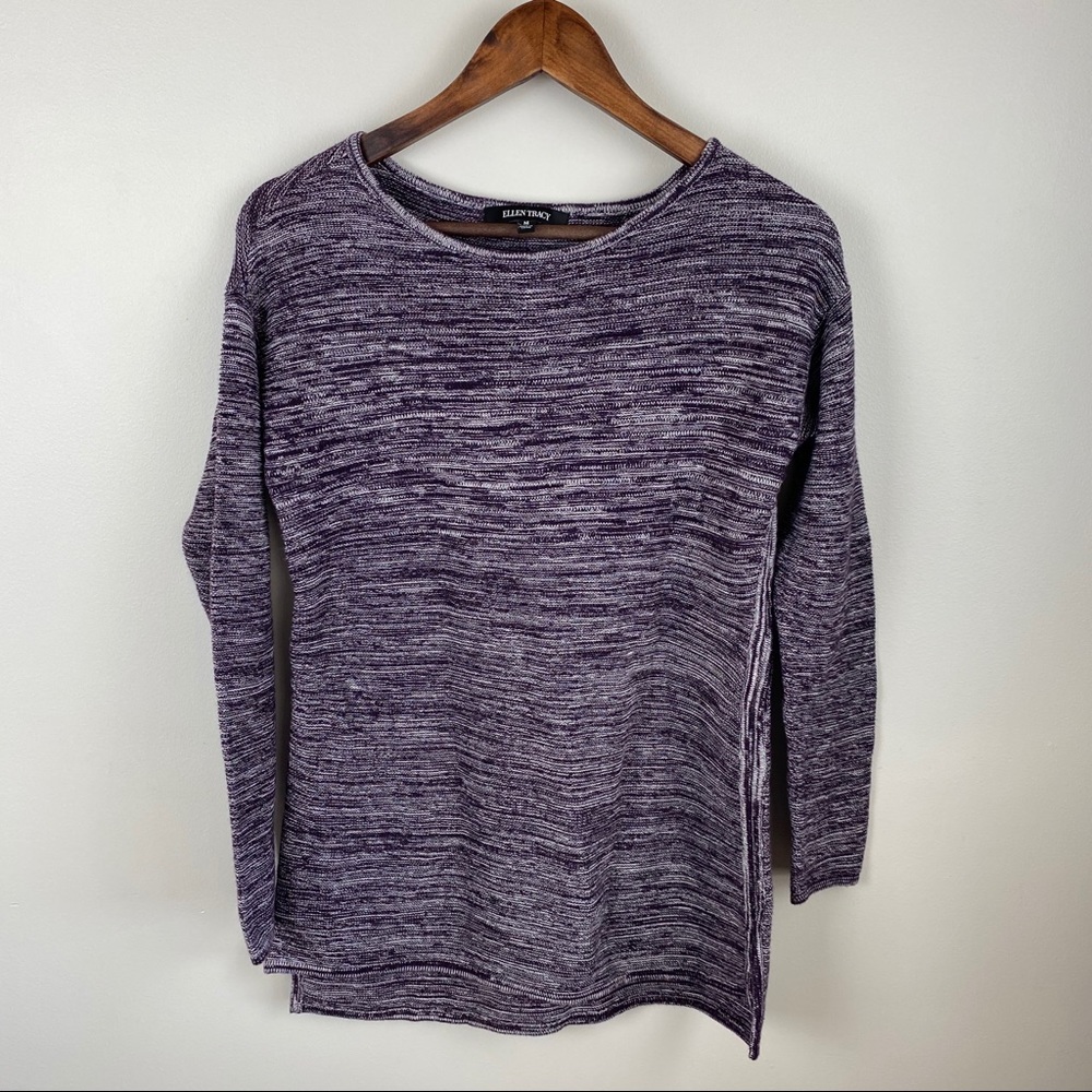 Ellen Tracy Purple Marbled Long Sweater